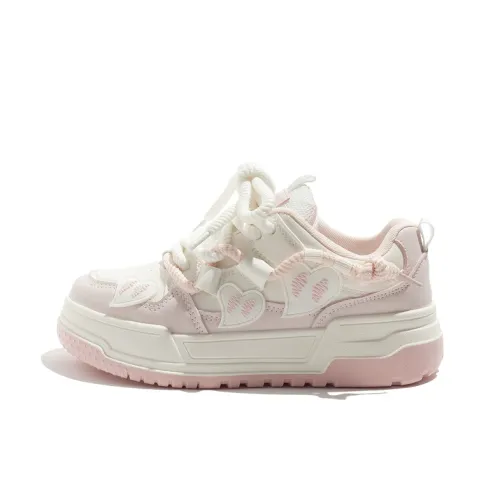 MEAKKEA Износостойкий и Легкий Низкий Топ Скейтборд Кроссовки Женские Белые Розовые