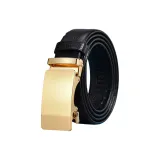 Простой автоматический ремешок, лицевая коровья кожа, золотистая пряжка, черный