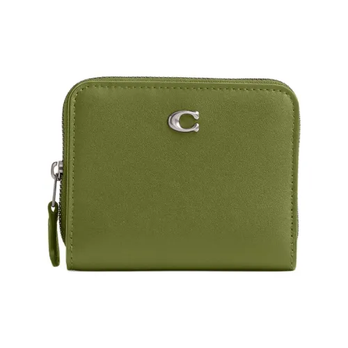 COACH Кошелек Billfold Телячья кожа Кошелек Мини Женский Темно-лаймово-зеленый