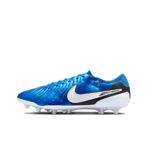 Nike Tiempo Legend 10 Slip-Resistant Abrasion-Resistant Football Cleats Men's Blue White Найк Тайме Легенд 10 Противоскользящие Устойчивые к Износу Футбольные Бутсы Мужские Синий Белый