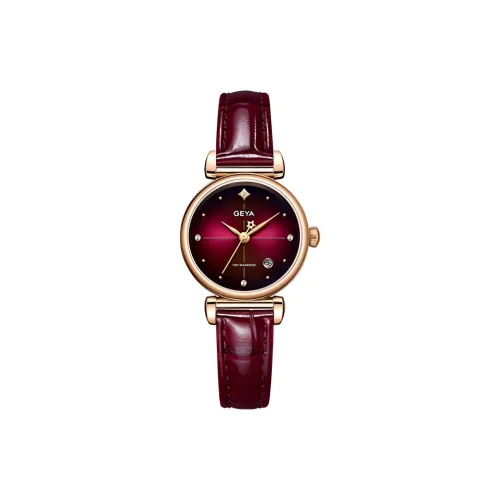 GEYA STAR COLLECTION Кварцевый механизм кожаный ремешок из коровьей кожи часы женские красный циферблат