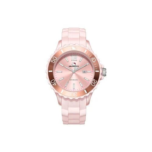 Hello Kitty Sanrio Series Кварцевый механизм Силиконовый ремешок Часы Женские Розовый циферблат