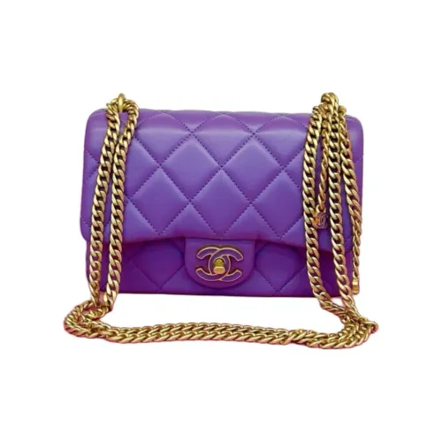 CHANEL 22P Sheepskin Crossbody Bag Shoulder Bag Women's Purple