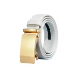 Простой автоматический ремешок, лицевая коровья кожа, золотистая пряжка, белый
