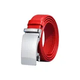 Простой автоматический ремешок, лицевая коровья кожа, серебряная пряжка, красный