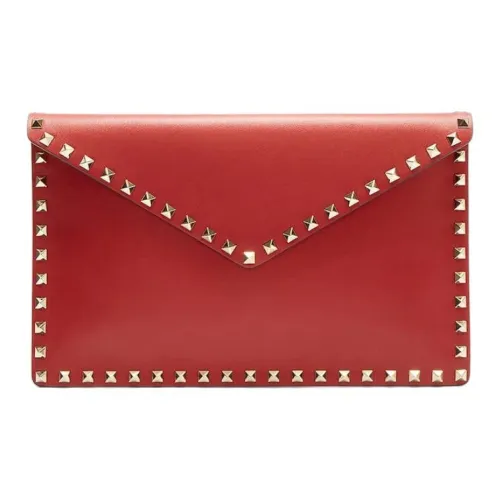 Valentino GARAVANIRockstud Телячья кожа Конверт Сумка Клатч Женский Красный