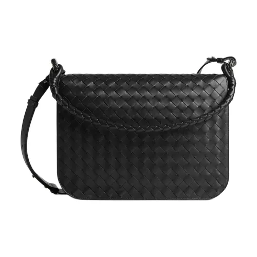 Bottega Veneta Intrecciato Телячья кожа Сумка Сумка через плечо Сумка через плечо Мужская Черная