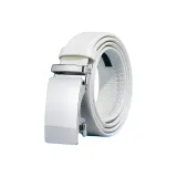 Простой автоматический ремешок, лицевая коровья кожа, серебристая пряжка, белый