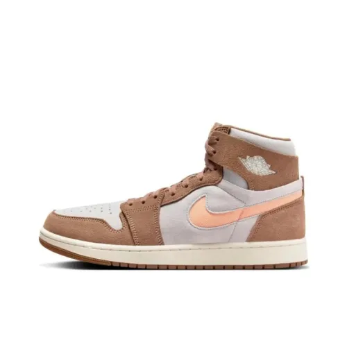 Jordan Air Jordan 1 Slip-resistant Abrasion-resistant High Top Vintage Basketball Shoes Unisex White Brown Джордан Эйр Джордан 1 Противоскользящий Устойчивый к износу Высокий Топ Винтажные Баскетбольные Кроссовки Унисекс Белый Коричневый
