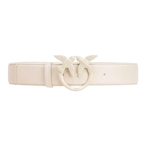 PINKO Любовь Birds Bird Украшение Коровья кожа Ремни Women's White Ширина 4CM