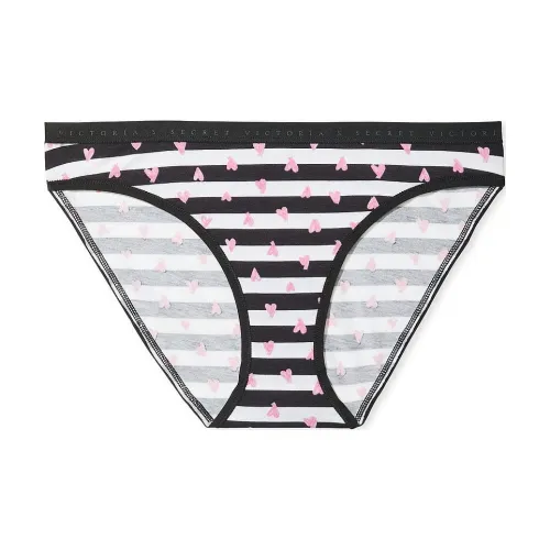 Victoria's Secret Эластичный хлопок Бикини Panty B H S Нижнее белье Женские 1 упаковка Черно-белые полосы