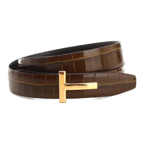 TOM FORD Т-образная пряжка дизайн кожаные ремни мужской коричневый