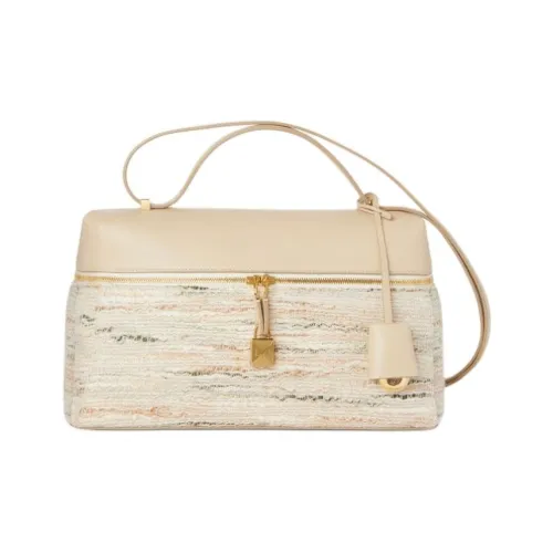 Loro Piana Linseed с Акрил Сумка Женские Элегантный розовый Каменный цвет Солнце Золотой