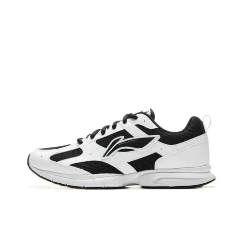 LiNing Shock Absorbers Slip-resistant Abrasion-resistant Breathable Low-top Беговые кроссовки Женские Белый Черный