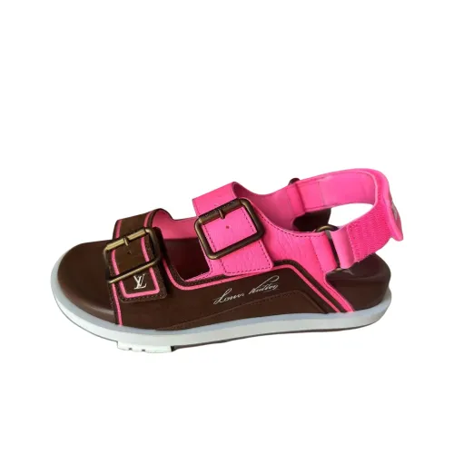 LOUIS VUITTON Trainer One Strap Sandals Men's Pink Brown