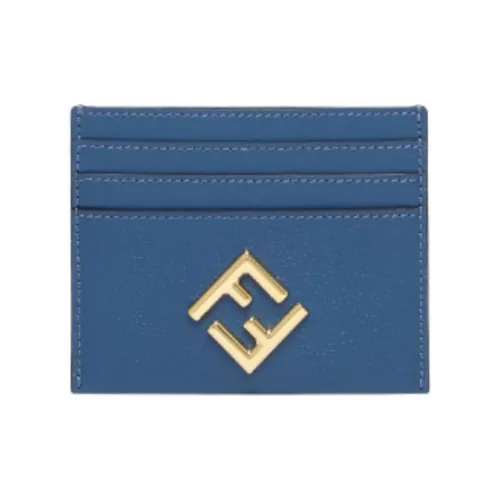 FENDI Телячья кожа Плоская подошва Держатель для карт Держатель для карт Женский Синий
