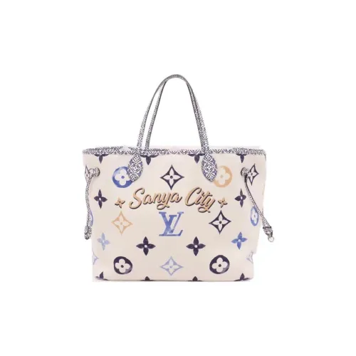 LOUIS VUITTON NEVERFULL Кожа Тоут Сумка Сумка для покупок Сумка Обычный Женская Белый Синий