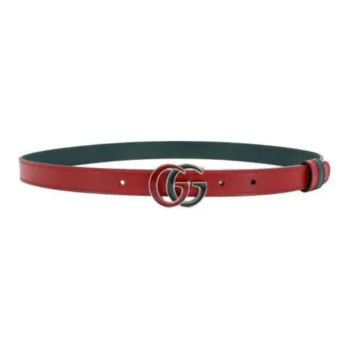 GUCCI Кожаные ремни Унисекс Красный зеленый Ширина 2 см