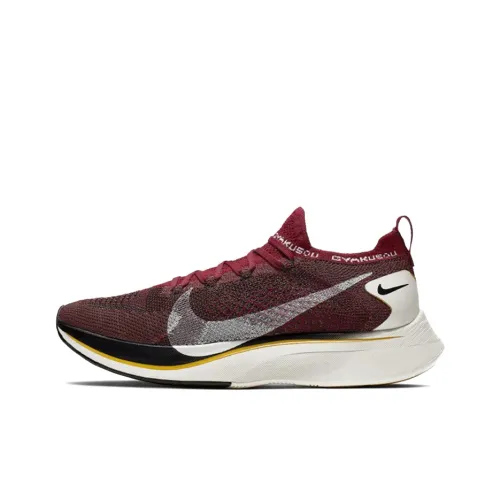 Nike Zoom VaporFly 4% Амортизация Устойчивость к истиранию Дышащий Низкий Топ Повседневные Беговые кроссовки Унисекс Бордовый Желтый