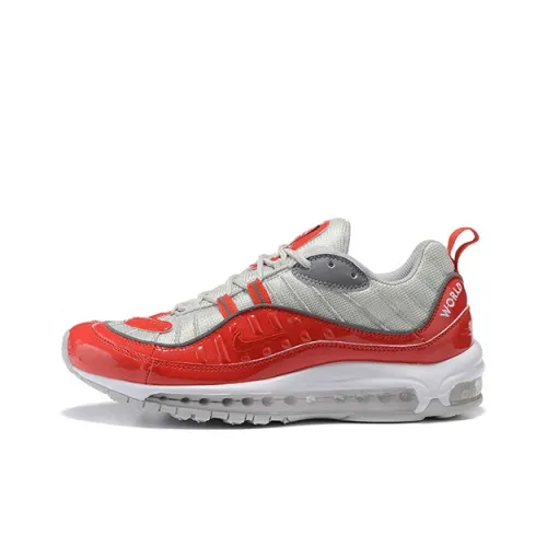 Supreme x Nike Air Max 98 Легкий Low Топ Беговые кроссовки Мужской Белый Красный