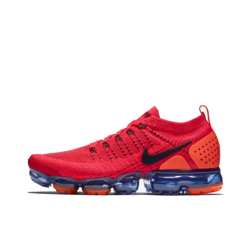 Nike VaporMax Flyknit 2 Low Топ Air Cushion Беговые кроссовки Унисекс Красный