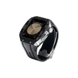 Серебряный корпус, серый ремешок.