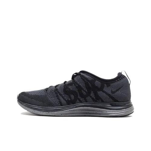 Supreme x Nike Flyknit Lunar 1 Slip-resistant Abrasion-resistant Low Top Беговые кроссовки Мужские Черный Серый