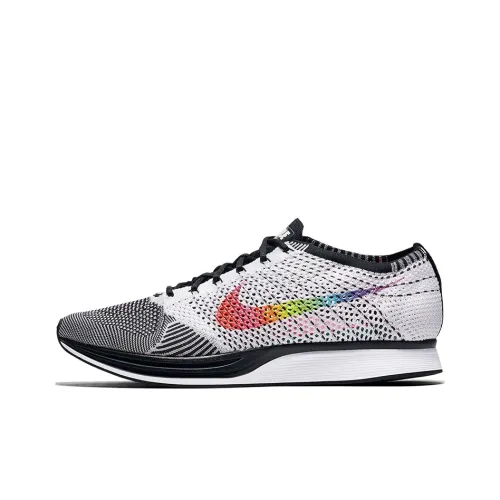 Nike Flyknit Racer Low Топ Повседневные Беговые Кроссовки Унисекс Белый Черный