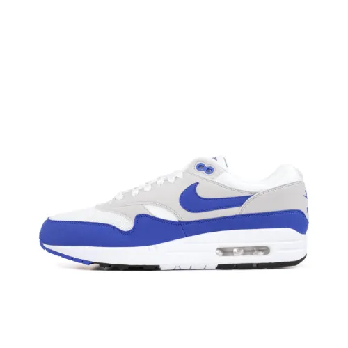 Nike Air Max 1 Low Топ Беговые кроссовки Мужские Серый Белый Синий