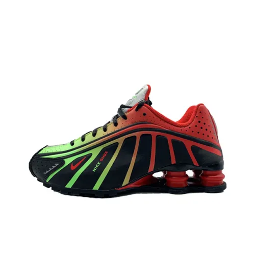 Nike Shox R4 Амортизаторы Slip-resistant Низкий топ Беговые кроссовки Унисекс Красный зеленый