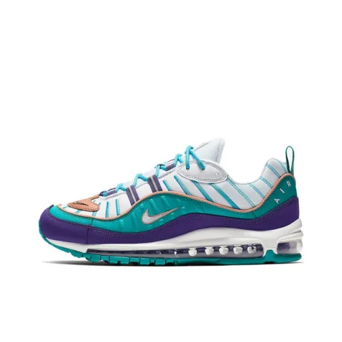 Nike Air Max 98 Low Топ Air Cushion Повседневные Беговые Кроссовки Унисекс Белый Синий Фиолетовый