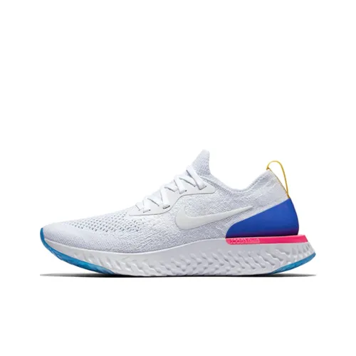 Nike Epic React Flyknit 1 Амортизация Устойчивость к истиранию Легкий низкий топ Кроссовки для бега на длинные дистанции Женские белые синие красные