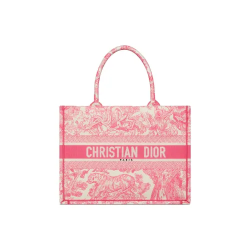 DIOR Вышивка Тоут Сумка Сумка для покупок Сумка среднего размера Женская Конфетно-розовая