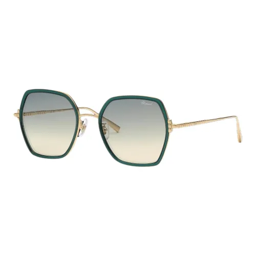CHOPARD Титан Пластиковая оправа с Bio Ацетат Волокно Нерегулярная форма Солнцезащитные очки Женские Golden Зеленый
