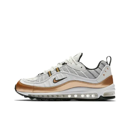 Nike Air Max 98 Low Топ Беговые кроссовки Унисекс Белый Золото