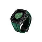 Чёрный корпус, зелёный ремень.