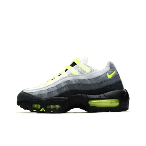 Nike Air Max 95 Устойчивый к истиранию Низкий Топ Марафон Беговые кроссовки Мужские Черный Зеленый