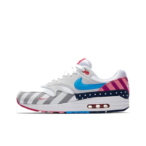 Parra x Nike Air Max 1 Амортизация Баланс Низкий Топ Повседневные Беговые кроссовки Унисекс Белый Розовый