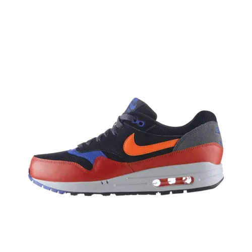 Nike Air Max 1 Low Топ Air Cushion Беговые кроссовки Мужской Черный Красный Оранжевый