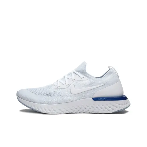 Nike Epic React Flyknit 1 Нескользящий Легкий Низкий Топ Беговые кроссовки Мужские Белый Синий Спортивный