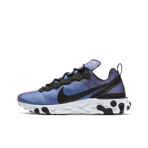Nike React Element 55 Амортизация Устойчивый к истиранию Низ Легкий Низкий Топ Повседневные Беговые кроссовки Унисекс Лазерный Фиолетовый