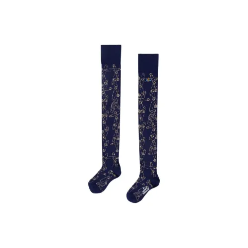 Вивьен Вествуд Бедро High Носки Женские 1 Пачка Морской Синий