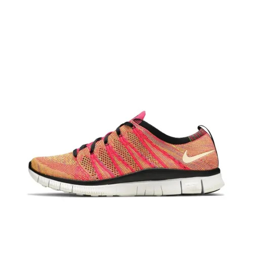 Nike Free Flyknit Нескользящий Легкий Низкий Топ Беговые кроссовки Мужские Розовый Блестящий Розовый