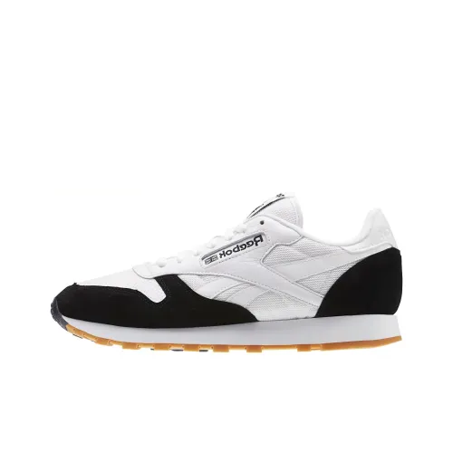 Reebok Classic Leather Легкий Низкий Топ Беговые кроссовки Унисекс Черный Белый