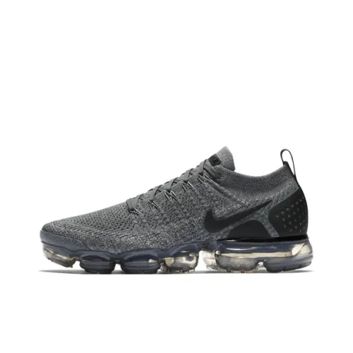 Nike VaporMax Flyknit 2 Low Топ Повседневные Беговые Кроссовки Мужские Серый Черный