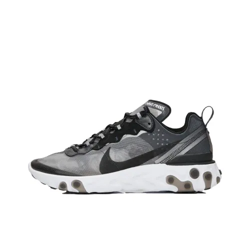 Nike React Element 87 Low Топ Беговые кроссовки Унисекс Черный белый