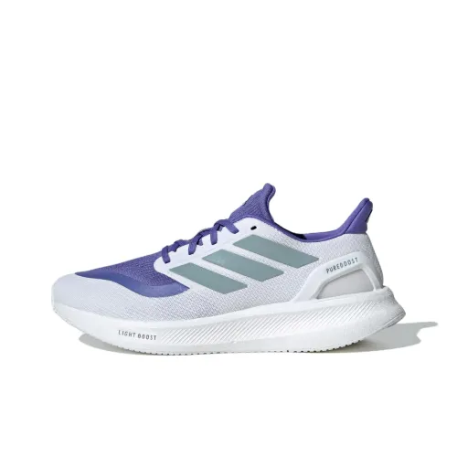 Adidas PUREBOOST 5 Беговые кроссовки Низкий топ Белый Кобальтовый синий Магический металлический серый Мужской