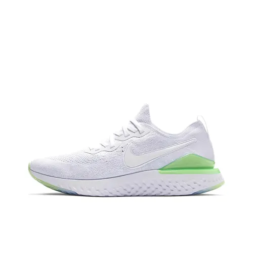 Nike Epic React Flyknit 2 Нескользящий Легкий Низкий Топ Повседневные Беговые Кроссовки Мужские Белые Зеленые