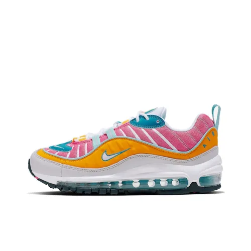 Nike Air Max 98 Low Топ Air Cushion Повседневные Беговые Кроссовки Женские Белые Оранжевые Розовые
