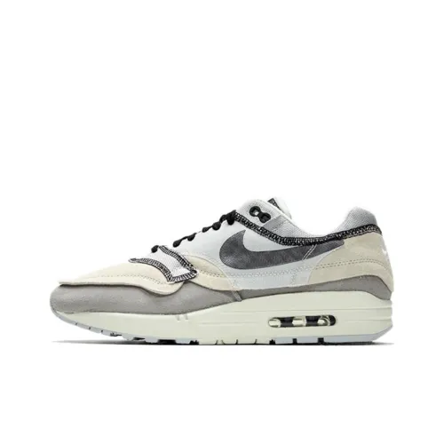 Nike Air Max 1 Амортизация Низкий Топ Air Cushion Беговые кроссовки Мужские Серый Черный